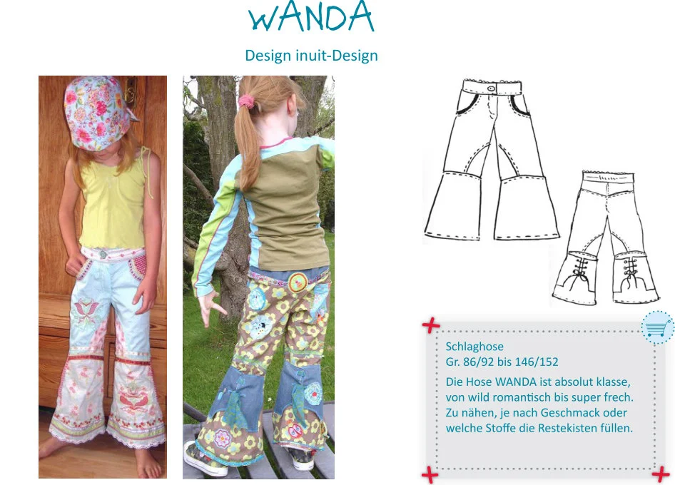 WANDA- patchwork pants GIRLS pattern - by Inuit Designs for